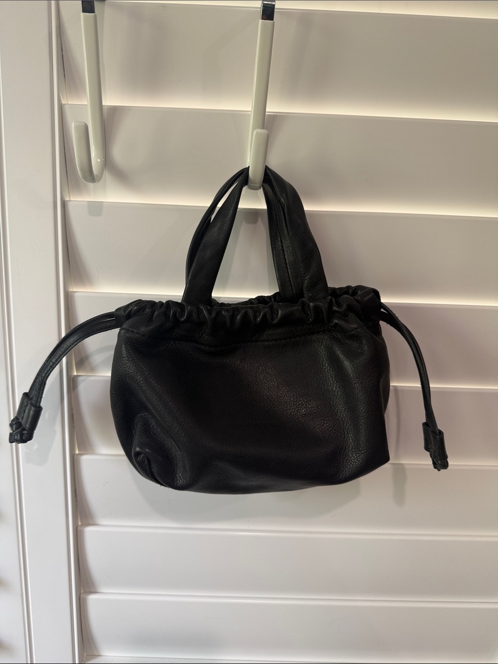 Black Drawstring Top Handle Women's Bag